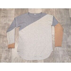 Smartwool Shadow Pine Colorblock Crew Sweater Womens L Cream Gray Tan Gorpcore